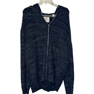 Weatherproof‎ Men's Sweatshirt Knit Hoodie Fleeced Full Zipped Black White XXL